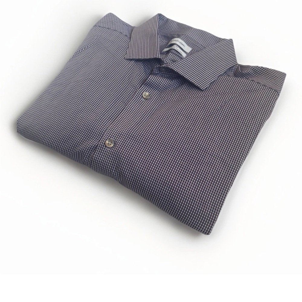 Calvin Klein Men’s Purple And White Button-down Shirt Non Iron Size 17 34/35